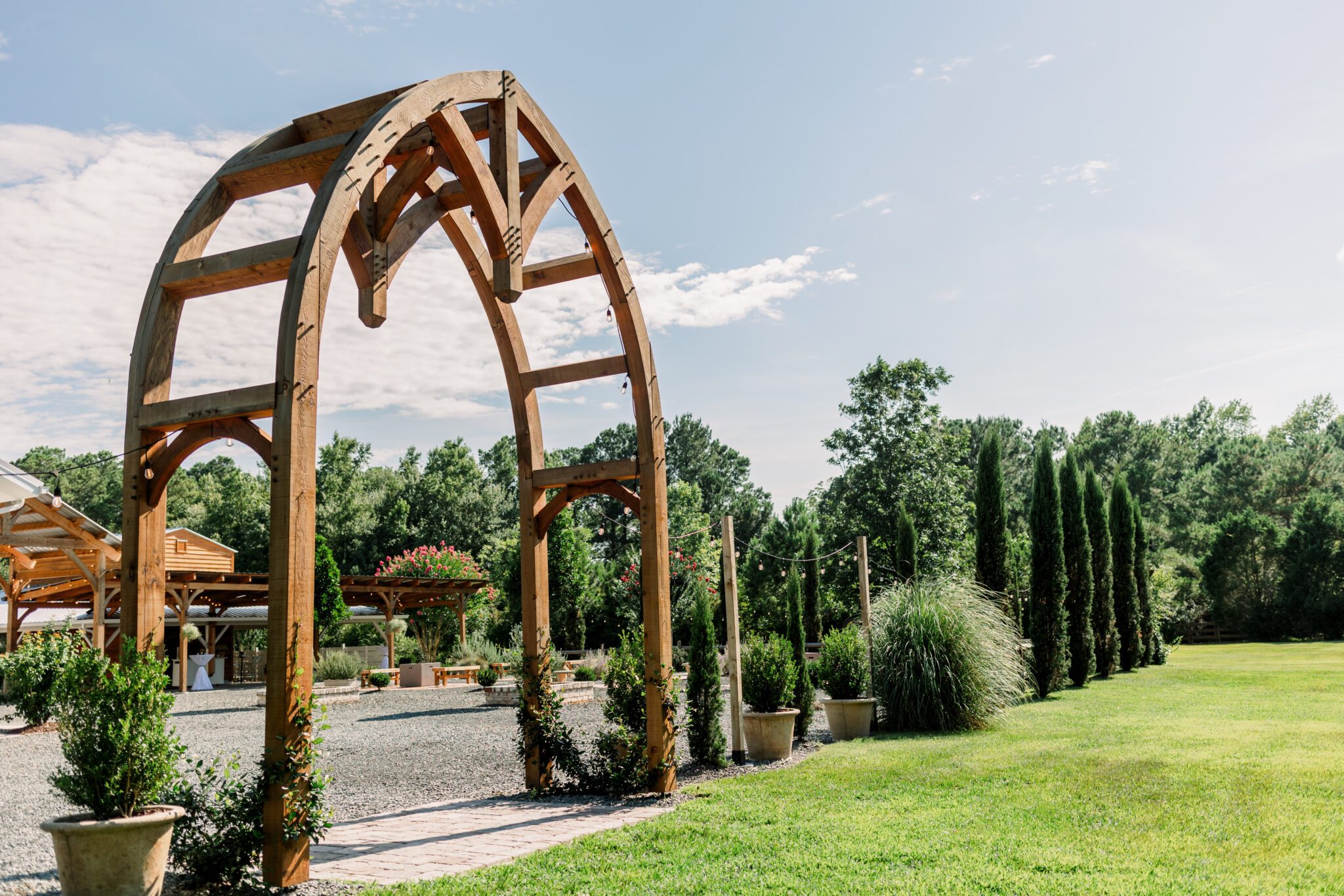 wedding arbor green field