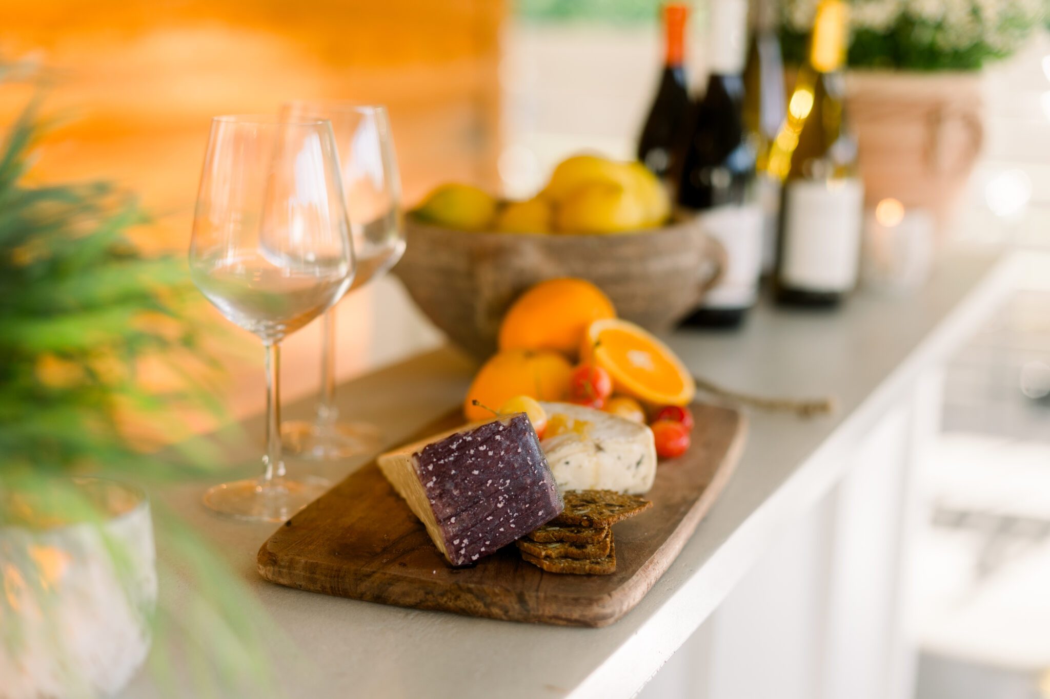 charcuterie board and wine bar