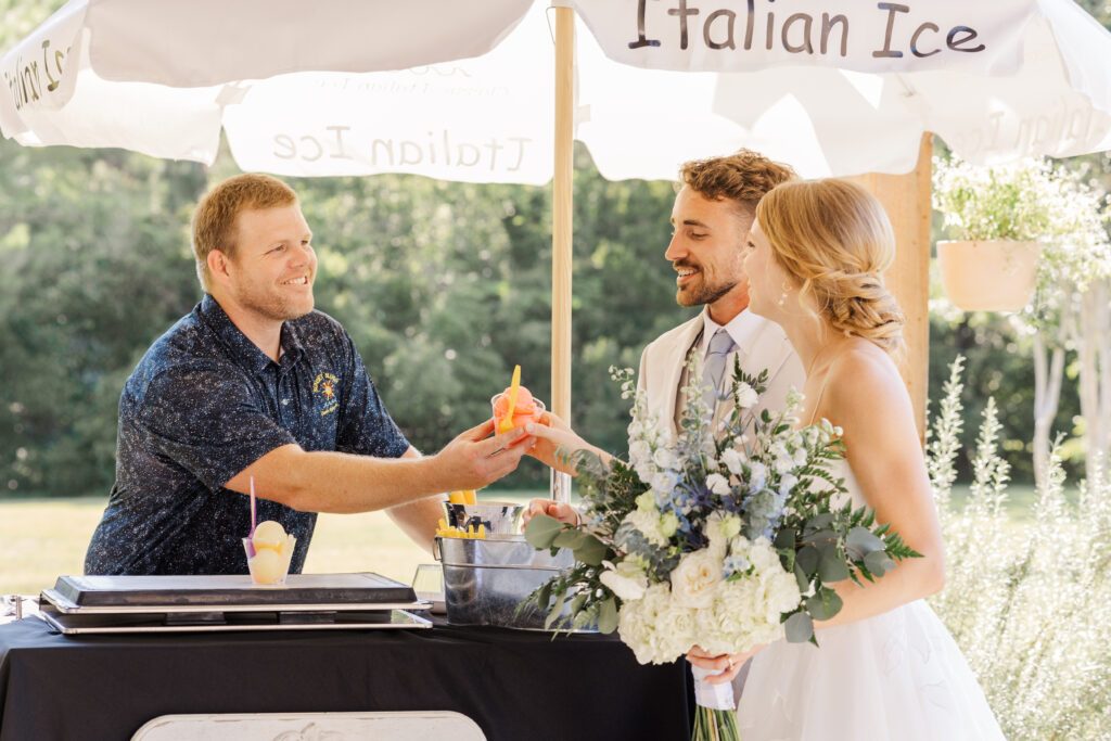 bride and groom wedding ice cream cart