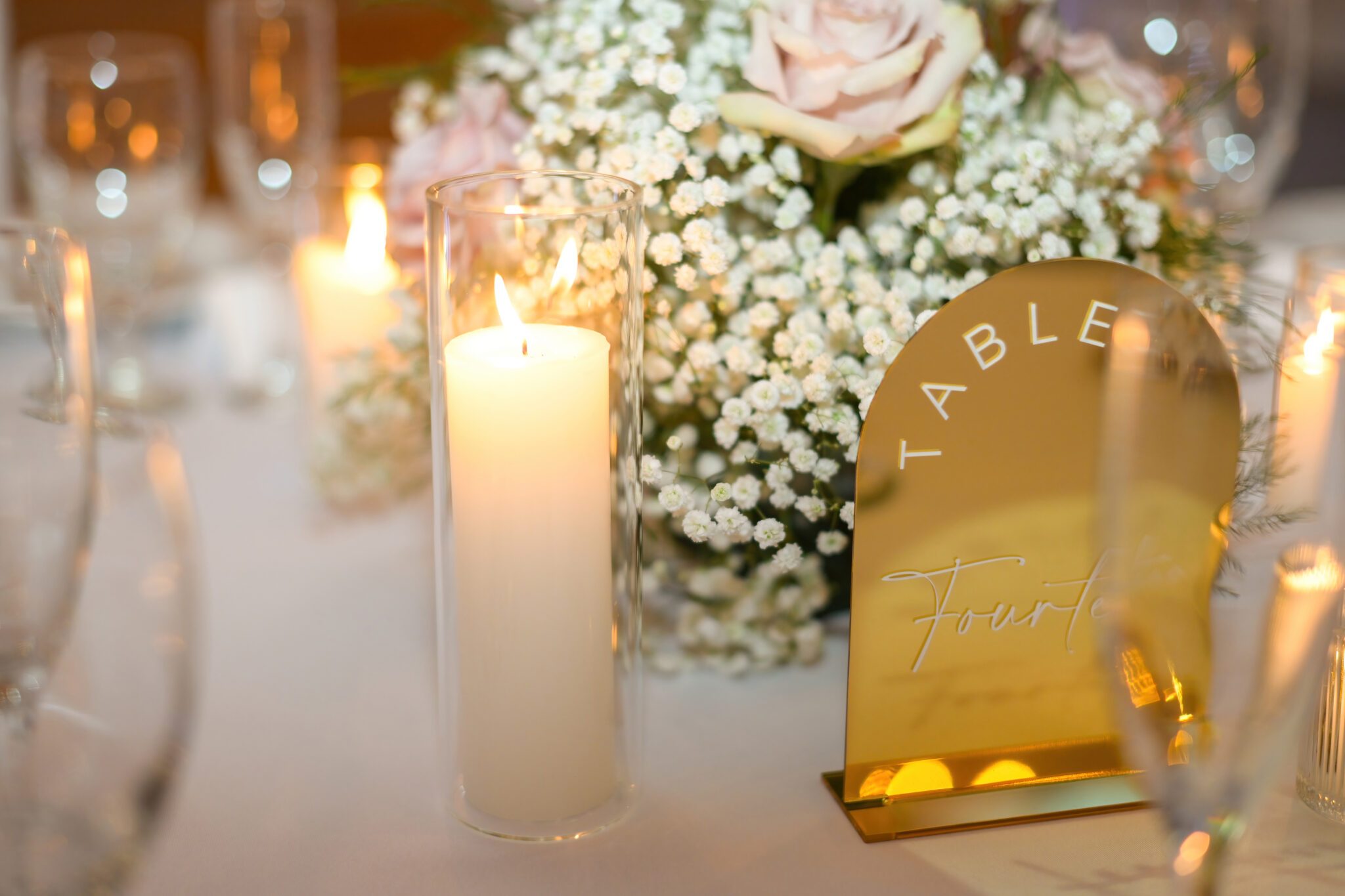 candles table numbers centerpiece