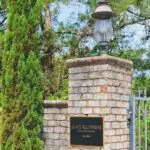 Brick pillars and gate entrance at Slate & Cypress estate