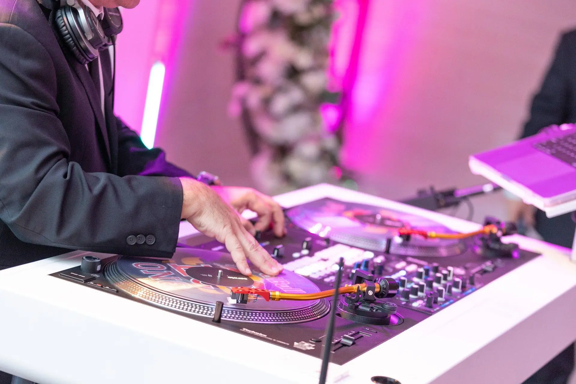 Wedding DJ performing for guests at reception